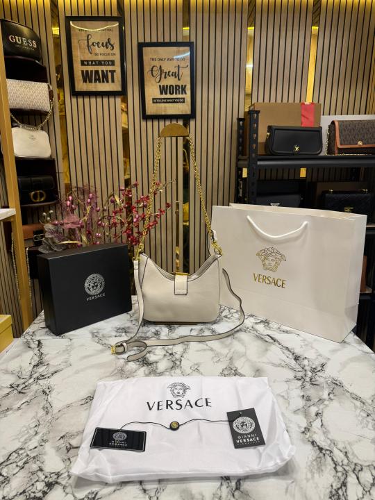 Versace Jeans Couture Logo Plaque Shoulder Bag (White)