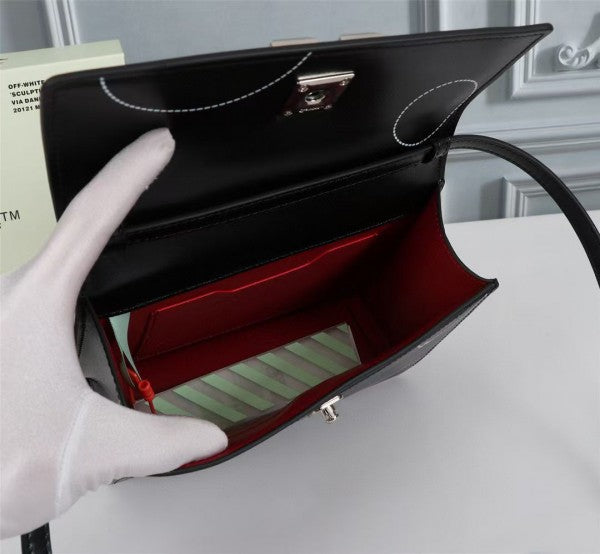 Off White Leather Hand Held Black Graffity Jitney 1.4 Shoulder Bag (8853 Black Graffity)