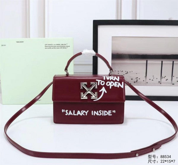 Off White Leather Salary Inside Jitney 1.4 Shoulder Bag (Cherry Red 88534)