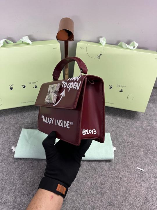 Off White Leather Salary Inside Jitney 1.4 Shoulder Bag (Cherry Red 88534)