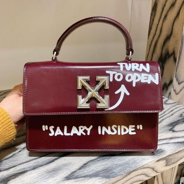 Off White Leather Salary Inside Jitney 1.4 Shoulder Bag (Cherry Red 88534)