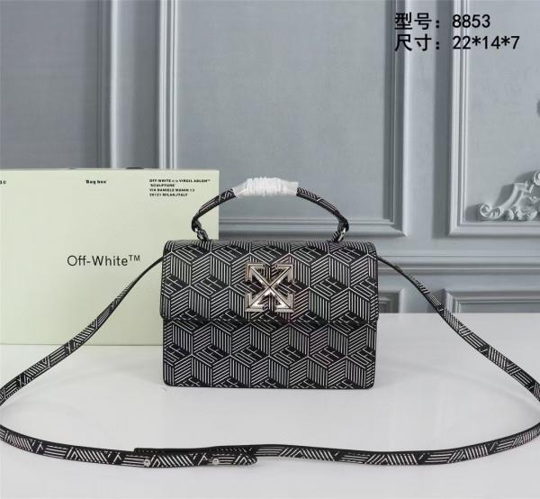 Off White Leather Blue White Monogram Jitney 1.4 Shoulder Bag (Blue White 8853)