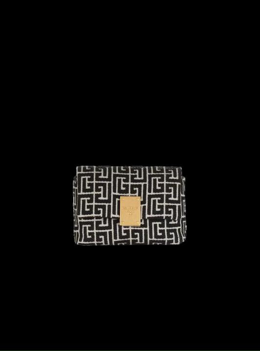 Balmain 1945 Soft Mini Bag Jacquard Monogram With OG Box & Dust Bag Black 396