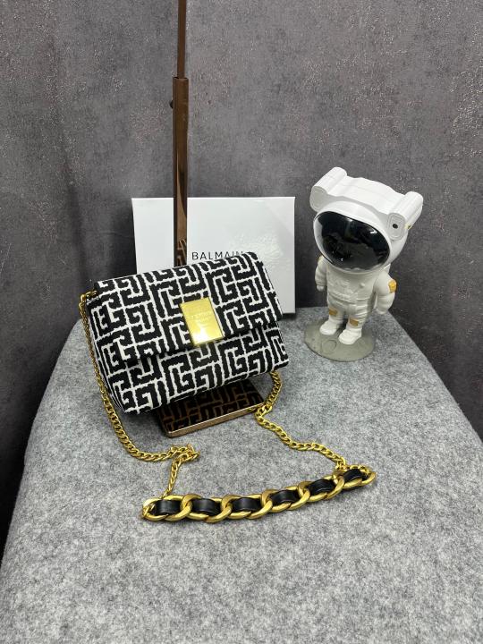 Balmain 1945 Soft Mini Bag Jacquard Monogram With OG Box & Dust Bag Black 396