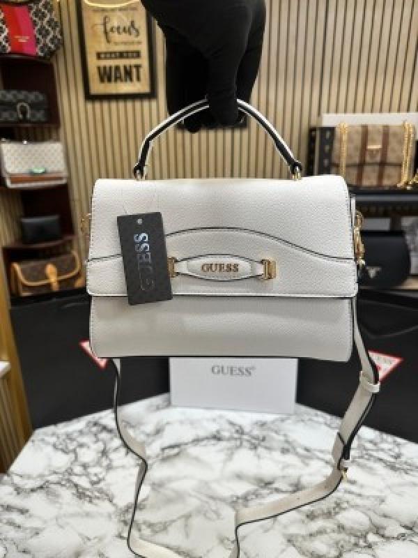 GUESS EMERA LOGO FLAP BAG WITH BOX AND DUST BAG (WHITE) 1004