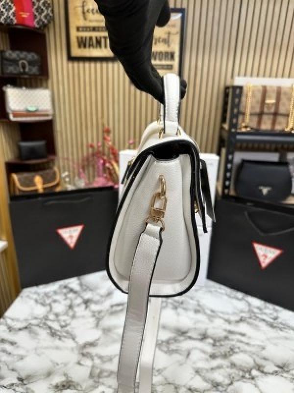 GUESS EMERA LOGO FLAP BAG WITH BOX AND DUST BAG (WHITE) 1004