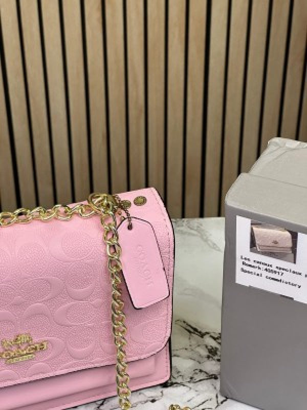 COAC H KLARE EMBOSSED EDITION WITH OG BOX AND DUST BAG (PINK) (S18) DAMAGE BOX