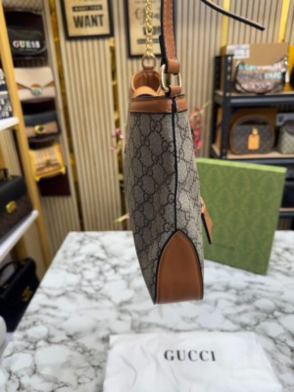 Gucci GG Slouchy Hobo Shoulder Bag With Box And Dust Bag (Brown)