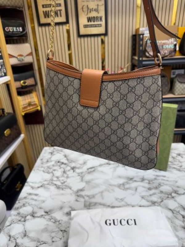 Gucci GG Slouchy Hobo Shoulder Bag With Box And Dust Bag (Brown)