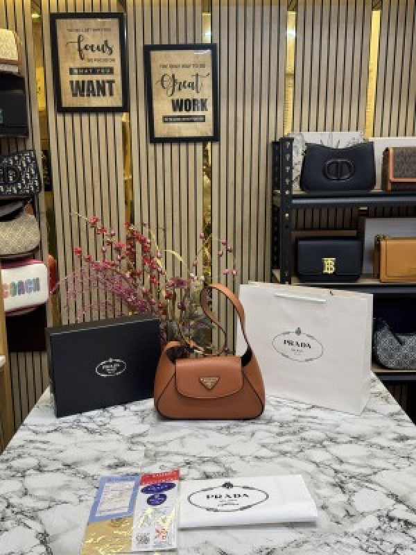 Prada  Flap  Shoulder  Bag  With  Box  And  Dust  Bag  Including  CarryBag  (Brown)