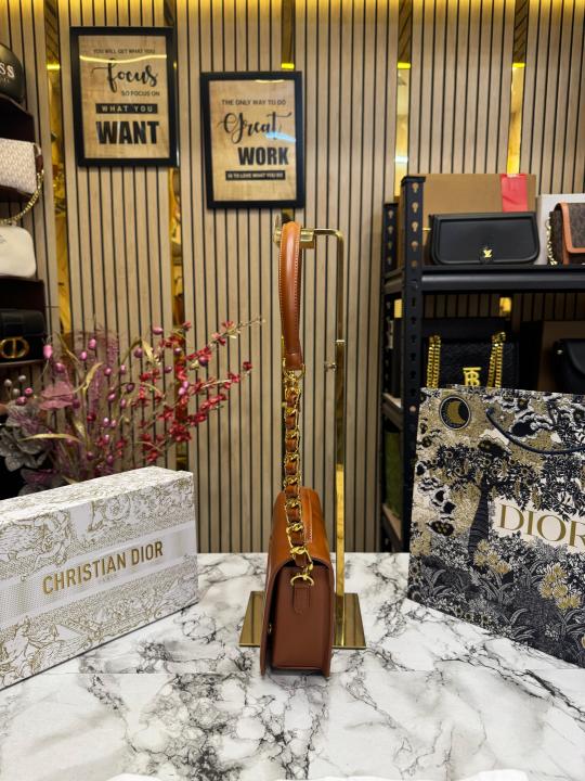 Christian Dior Caro Logo Shoulder Bag With Box And Dust Bag Including Carry Bag (Brown)