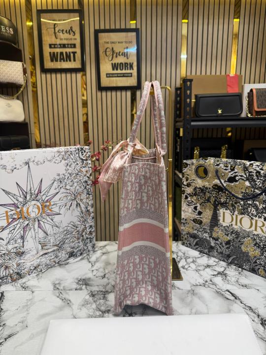 Christian Dior Book Tote With Scarf And Logo Pendent Including Box Dustbag And CarryBag (Pink)