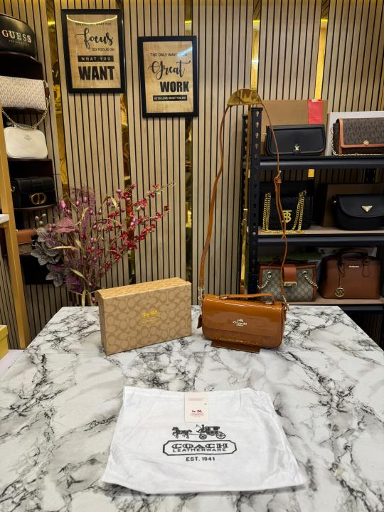 Coach Hailey Bold Signature Crossbody Bag With Box And Dust Bag (Brown)