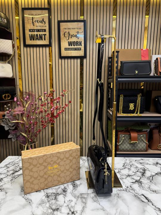 Coach Hailey Bold Signature Crossbody Bag With Box And Dust Bag (Black)