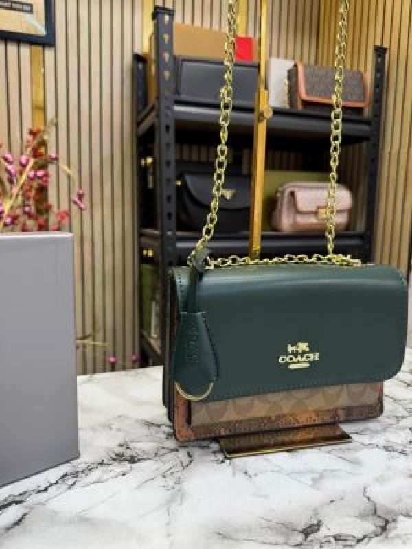 COAC H KLARE HANDBAG WITH OG BOX AND DUST BAG PREMIUM QUALITY (GREEN)