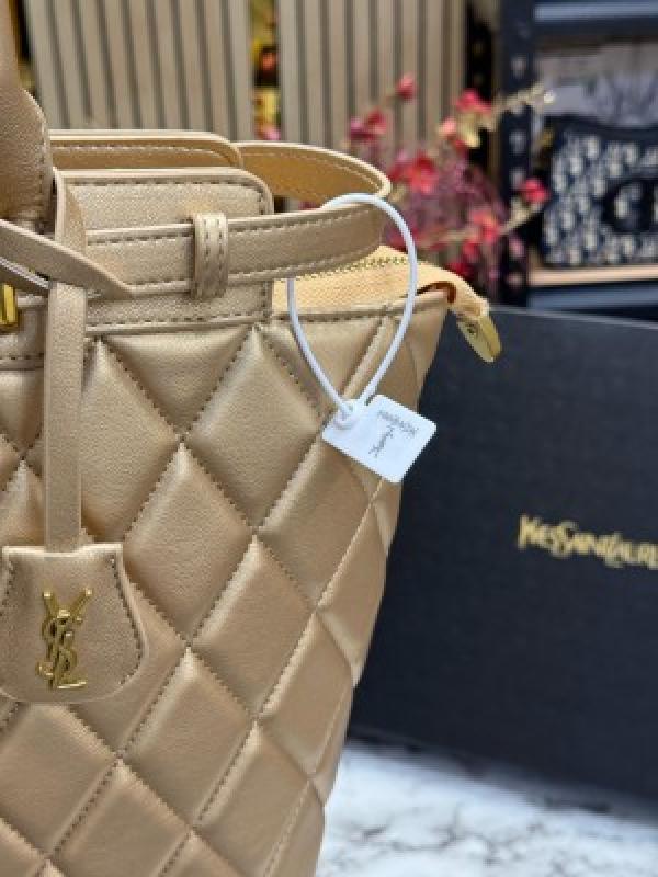 YSL Yves Saint Laurent Maxi Tote Bag With Box And Dust Bag (Gold)