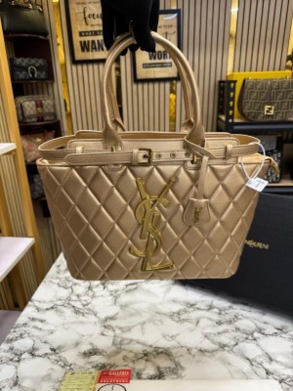 YSL Yves Saint Laurent Maxi Tote Bag With Box And Dust Bag (Gold)