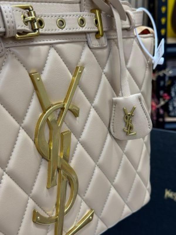 YSL Yves Saint Laurent Maxi Tote Bag With Box And Dust Bag (Khaki)