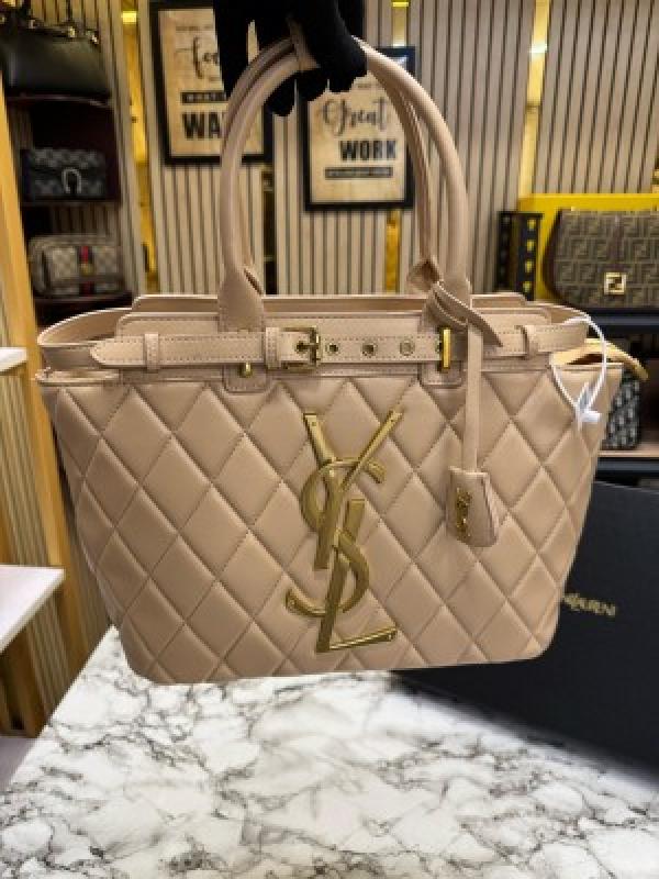 YSL Yves Saint Laurent Maxi Tote Bag With Box And Dust Bag (Khaki)