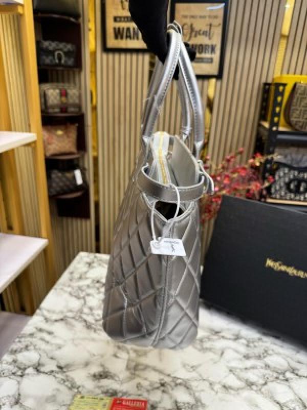 YSL Yves Saint Laurent Maxi Tote Bag With Box And Dust Bag (Silver)