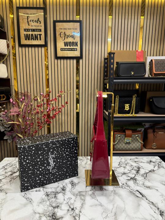 Yves Saint Laurent Ysl Hobo Shoulder Bag With Box And Dust Bag (Maroon)