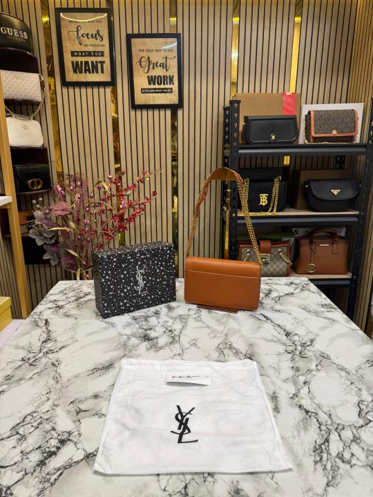 Yves Saint Laurent Ysl Sunset Shoulder Bag With Box And Dust Bag (Brown)