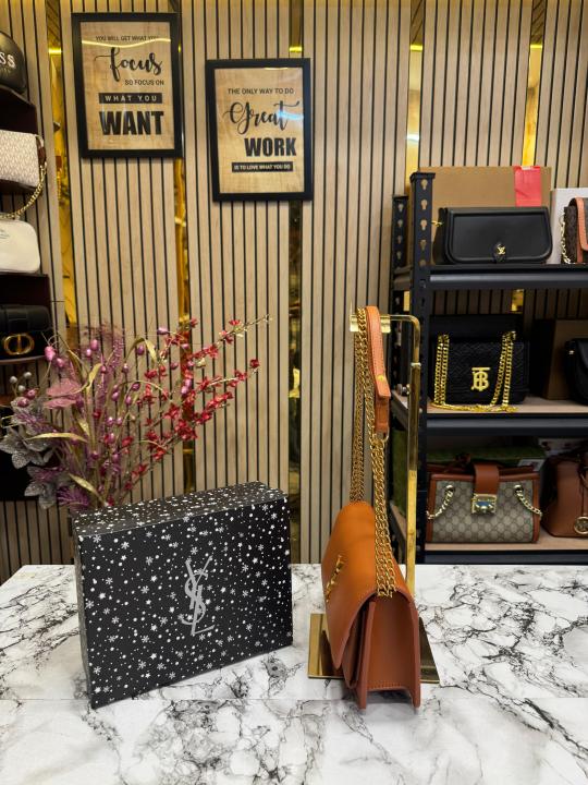 Yves Saint Laurent Ysl Sunset Shoulder Bag With Box And Dust Bag (Brown)