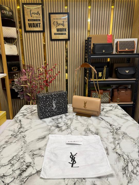 Yves Saint Laurent Ysl Sunset Shoulder Bag With Box And Dust Bag (Apricot)