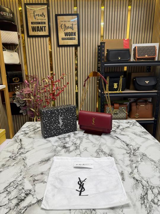 Yves Saint Laurent Ysl Sunset Shoulder Bag With Box And Dust Bag (Wine)