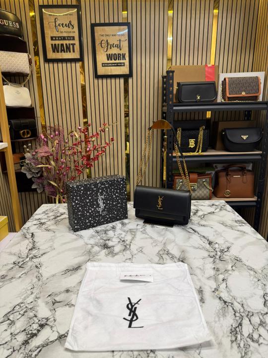 Yves Saint Laurent Ysl Sunset Shoulder Bag With Box And Dust Bag (Black)