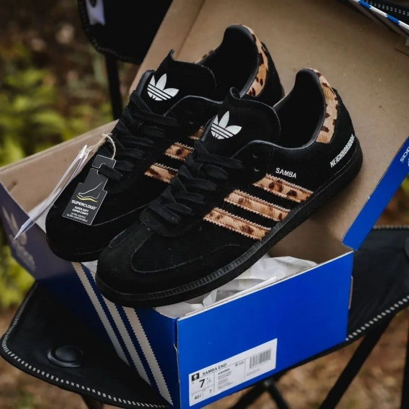 Adidass end x neighborhood x samba black leopard