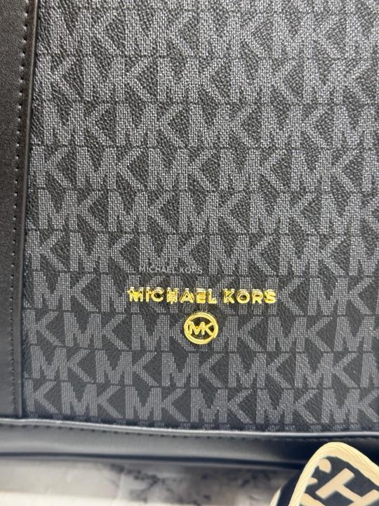 Michael Kors Logo Signature Satchel Handbag With Dust Bag (Black)