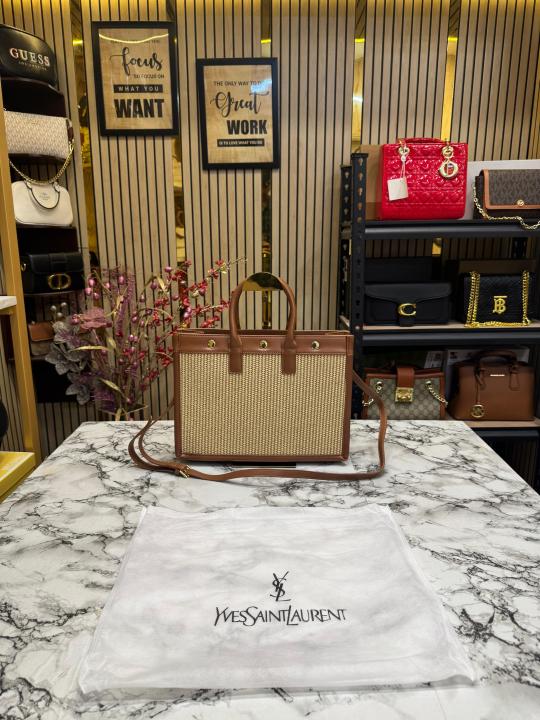 Yves Saint Laurent Rive Gauche Handbag With Dust Bag (Brown)