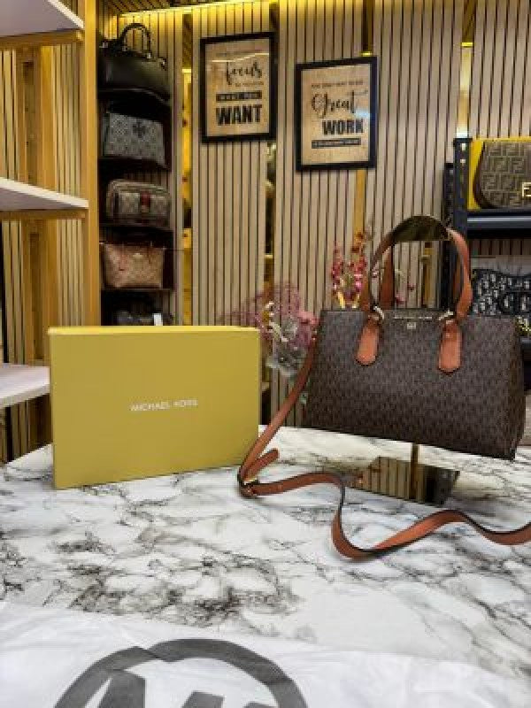 michael kors emma satchel bag with og box and dust bag