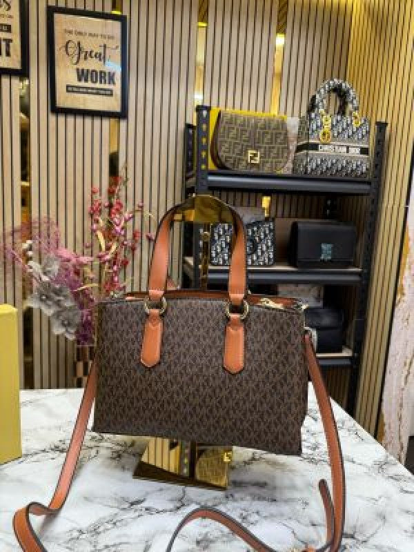 michael kors emma satchel bag with og box and dust bag