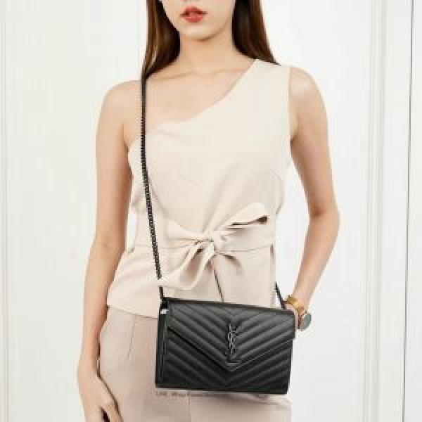 YSL SAINT LAURENT COLLEGE MEDIUM CHAIN BAG khaki dubble box packing 5378