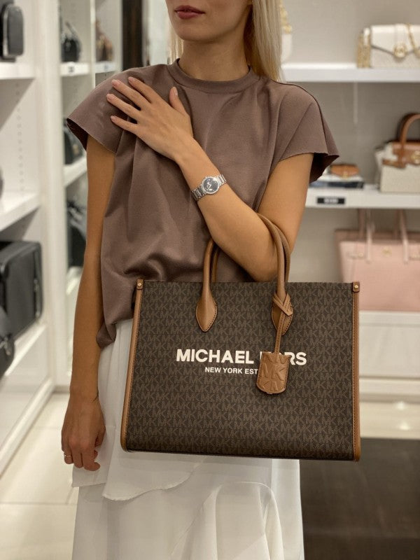 Michael kors mirella tote bag with dust bagand carry bag(22320coffe brown)