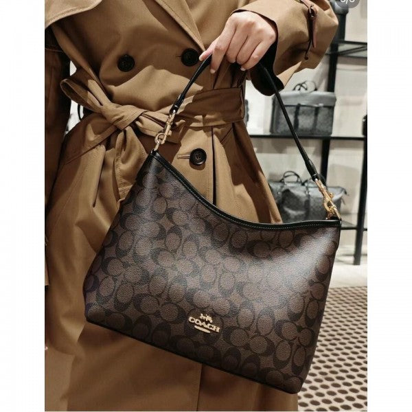 Coach shoulder hobo bag with og redbox(55320 black)