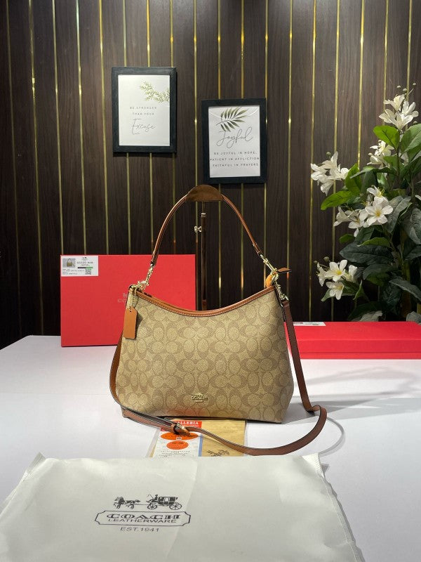 Coach shoulder hobo bag with og red box(55320 caramel color)