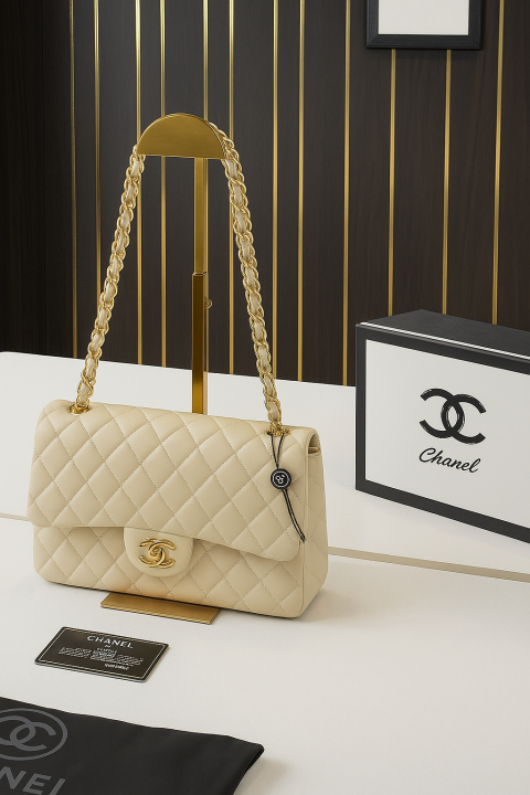 Chanel jumbo shoulder bag with og box(1119 apricot)