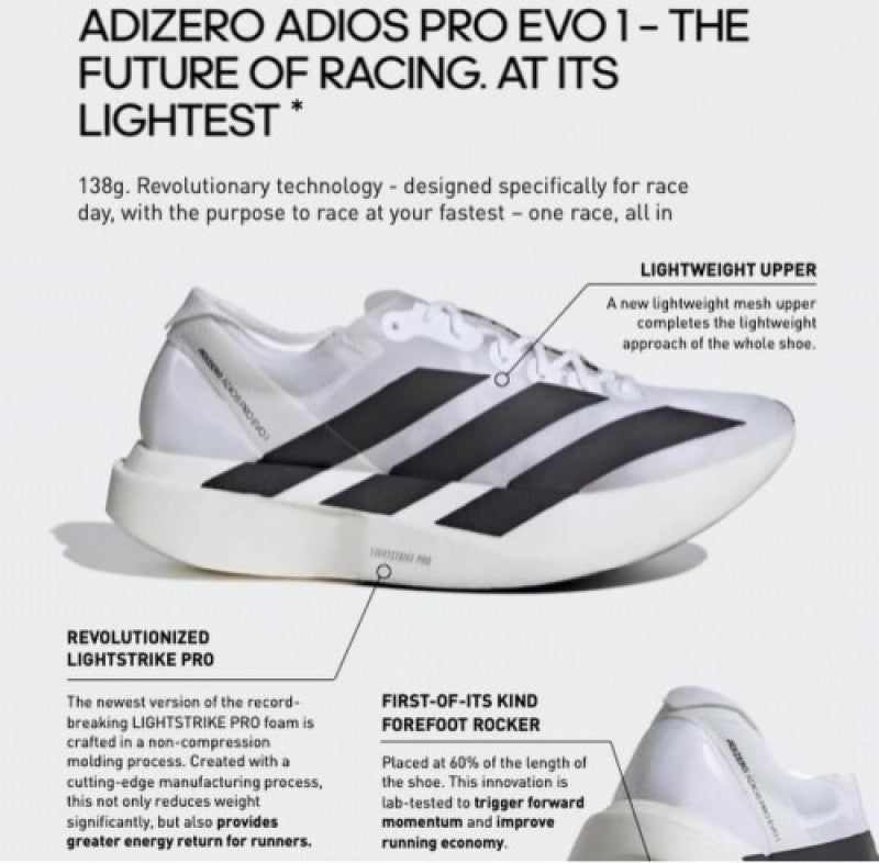 S adizero evo sl core white black