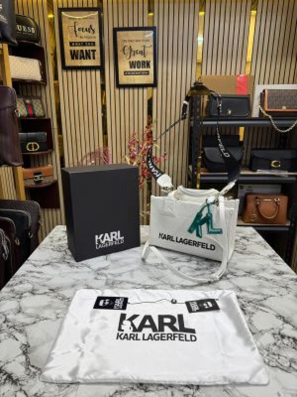 Karl Lagerfeld KSKUARE Embossed Small Tote Bag WHITE