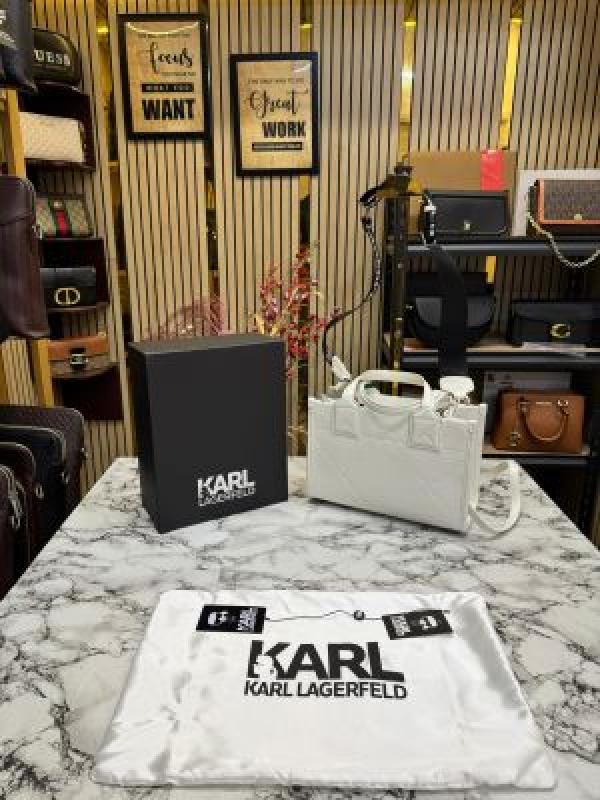 Karl Lagerfeld KSKUARE Embossed Small Tote Bag WHITE
