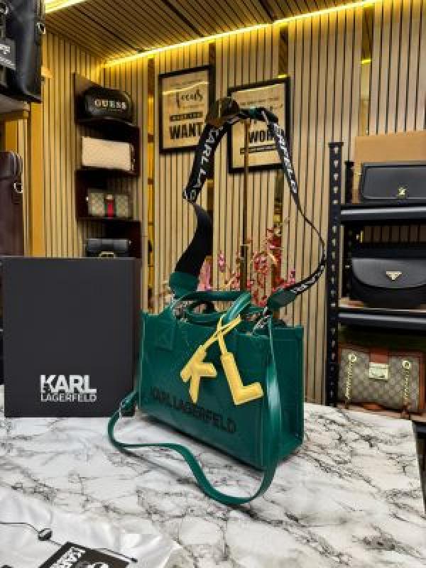 Karl Lagerfeld KSKUARE Embossed Small Tote Bag GREEN