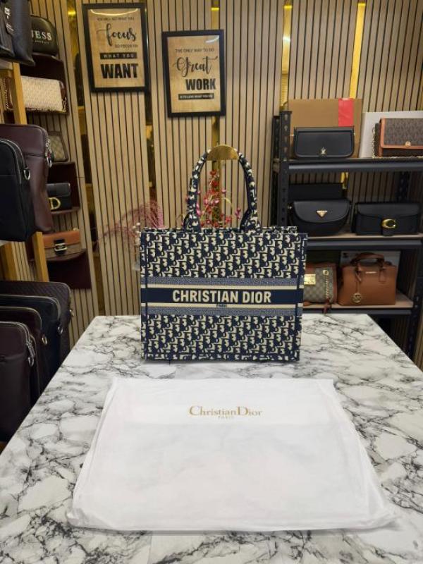 Christian Dior Large Book Tote With Dust Bag (Blue)