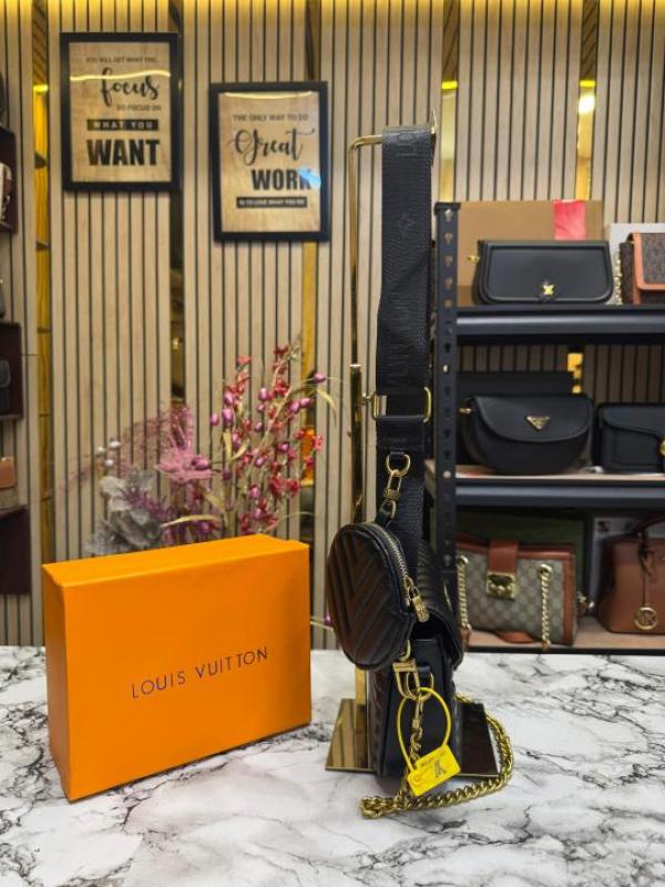 LOUIS VUITTON WAVE MULTI POCHETTE WITH BOX AND DUST BAG (BLACK)