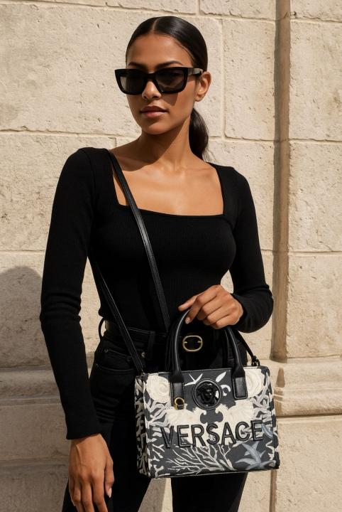 Versace La Medusa Barocco Sea Small Canvas Tote Bag with box 5465