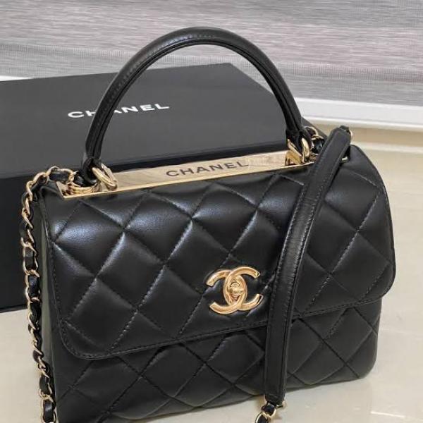 Chanel quilted cc crush mini flap black purse with Folding box 5469