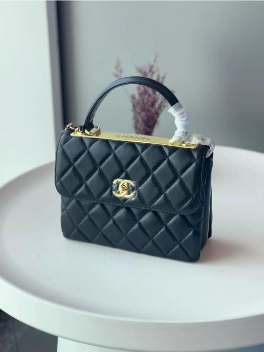 Chanel quilted cc crush mini flap black purse with Folding box 5469