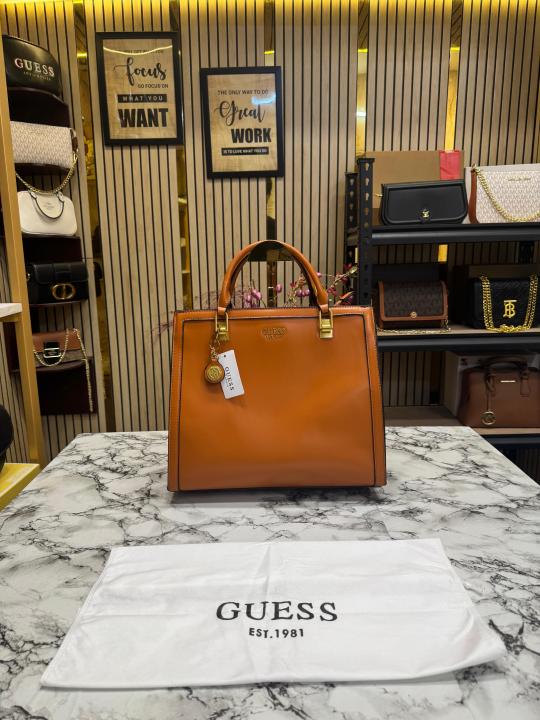 GUESS ELAVATE TOTE WITH DUST BAG PREMIUM QUALITY (BROWN)